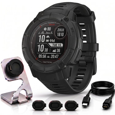 Garmin Instinct 2X Solar Rugged GPS Smartwatch, Tactical Edition + Accessories Bundle