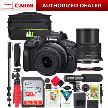 Canon EOS R100 Mirrorless Camera w/ RF-S 18-45mm Lens Kit Pro Bundle Refurbished