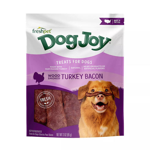 Freshpet Dog Joy Wood Smoked Turkey Bacon Treats for Dogs, Soft & Natural, 3 oz