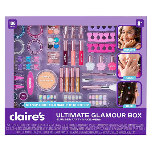 Claire’s Girls Ultimate Glamour Box – 106-Piece Beauty & Accessories Set for Kids