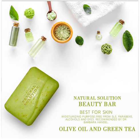 Himalayan Pink Salt Body Soap Bar with Olive Oil & Green Tea - Moisturizing Gentle Cleanser for All Skin Types