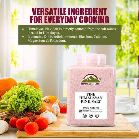 Himalayan Chef Pink Salt Fine Grain, Plastic Jar-5 lbs