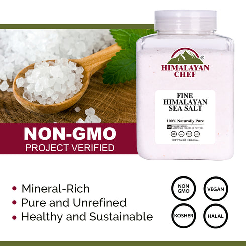Himalayan Fine Sea Salt – 5 lb Plastic Jar | Natural, Pure & Fine Grain Cooking Salt