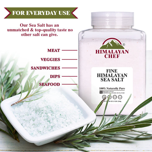 Himalayan Fine Sea Salt – 5 lb Plastic Jar | Natural, Pure & Fine Grain Cooking Salt