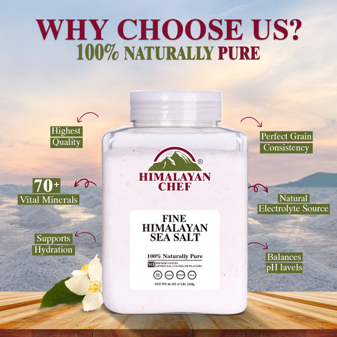 Himalayan Fine Sea Salt – 5 lb Plastic Jar | Natural, Pure & Fine Grain Cooking Salt
