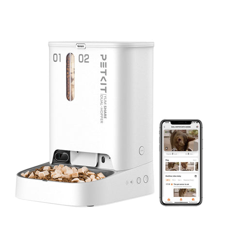 Petkit YumShare Dual-Hopper Smart Pet Food Dispenser – Automatic Dry Food Feeder for Cats & Dogs