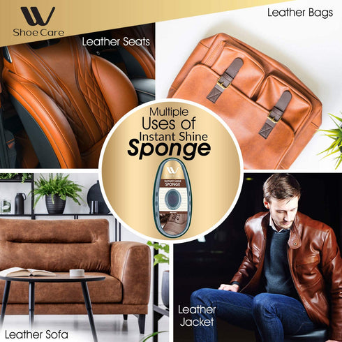 2 Pcs Premium Instant Shoe Shine Sponge (Brown, Neutral) - 11ml Each, Shoe Cleaner for Polishing, Buffing & Restoring Shine, Convenient & Easy to Use