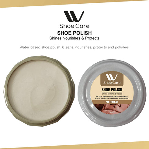 2 Pcs Premium Shoe Shine Polish, Nourishes & Protects All Kind of Leather, Neutral Shoe Polish, 50ml, Neutral, Black