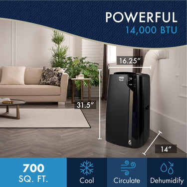 Delonghi 700 Sq. ft. 14,000 BTU 4-1 Portable Air Conditioner, Refurbished - PACEL390HLWKC