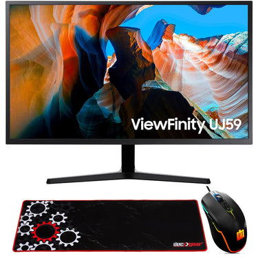 Samsung 32" ViewFinity UJ590 UHD Monitor - Dark Gray/Blue + Gaming Mouse & Pad