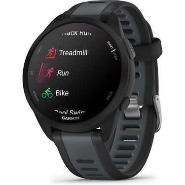Garmin Forerunner 165 Music Smart Sport Watch, Black + Slate Gray w/ Accessories Bundle