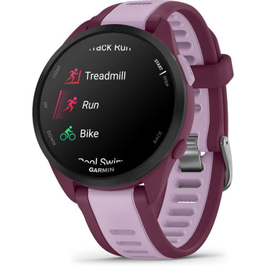 Garmin Forerunner 165 Music Smart Sport Watch, Berry + Lilac w/ Accessories Bundle