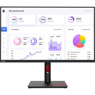 Lenovo 21.5" ThinkVision T22i-30 Full HD WLED LCD Monitor in Raven Black - 63B0MAT6US