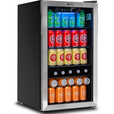 Deco Chef 118-Can Mini Fridge with Glass Door (Open Box) + 1 Year Warranty