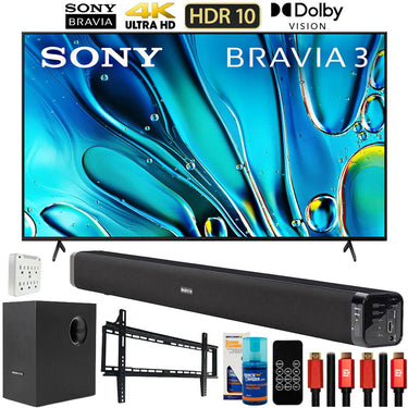 Sony BRAVIA 3 K50S30 50" 4K HDR LED TV (2024) with Deco Gear Home Theater Bundle