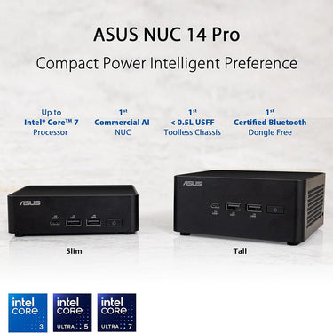 ASUS NUC 14 Pro Tall Barebone Kit in Black - RNUC14RVHU70000UI