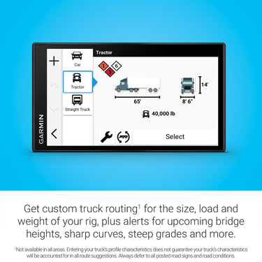 Garmin dezl OTR620 6" GPS Truck Navigator, Custom Truck Routing, Satellite Imagery