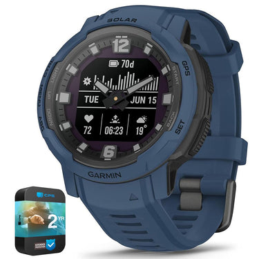 Garmin Instinct Crossover Solar Rugged Hybrid Smartwatch Blue + 2 Year Warranty