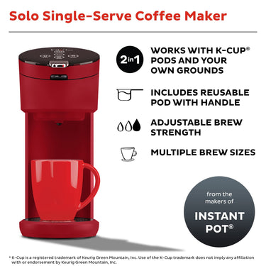 Instant Pot Solo Single Serve Coffee Maker, From the Makers of Pot, Maroon (Refurbished)