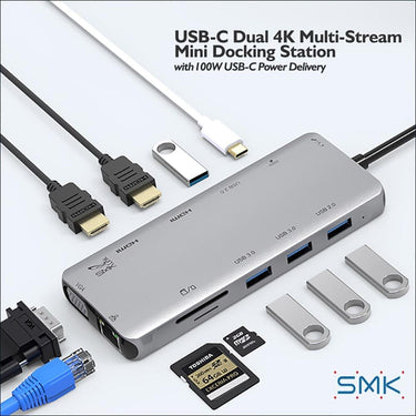 SMK-Link USB-C Dual 4K Multi-Stream Mini Docking Station - VP6960