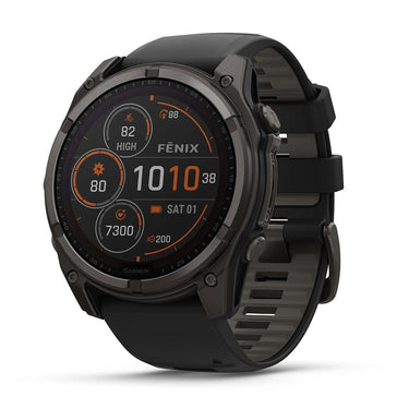 Garmin Fenix 8 47 mm, Solar Sapphire, Carbon Gray DLC Titanium with Black/Pebble Gray