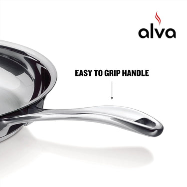 Alva Chef Stainless Steel Frying Pan Skillet Oven/Dishwasher Safe, Cookware 9.5in