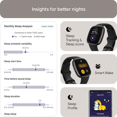 Fitbit Versa 4 Fitness Smartwatch, Black/Graphite