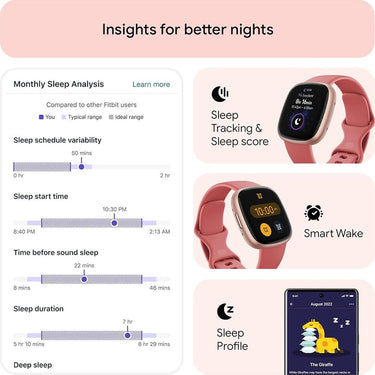 Fitbit Versa 4 Fitness Smartwatch, Pink Sand/Copper Rose Aluminum