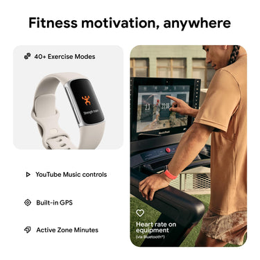 Fitbit Charge 6 Advanced Fitness & Health Tracker, Porcelain / Silver Aluminum