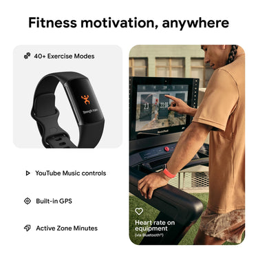 Fitbit Charge 6 Advanced Fitness & Health Tracker, Obsidian / Black Aluminum