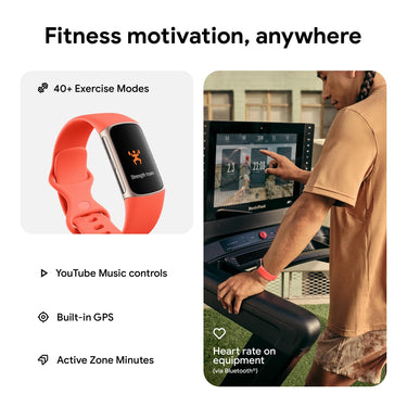 Fitbit Charge 6 Advanced Fitness & Health Tracker, Coral / Champagne Gold Aluminum