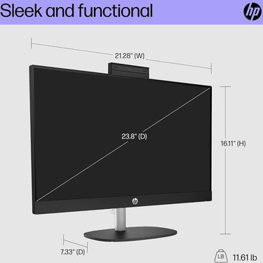 Hewlett Packard 24-cr0030 23.8" Intel i3-N300 8GB/256GB All-in-One Desktop PC, Jet Black