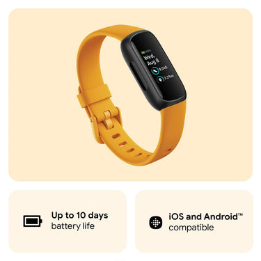 Fitbit Inspire 3 Health & Fitness Tracker, Morning Glow/Black w/ Fitness Bundle