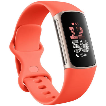 Fitbit Charge 6 Advanced Fitness & Health Tracker, Coral w/ Fitness Bundle