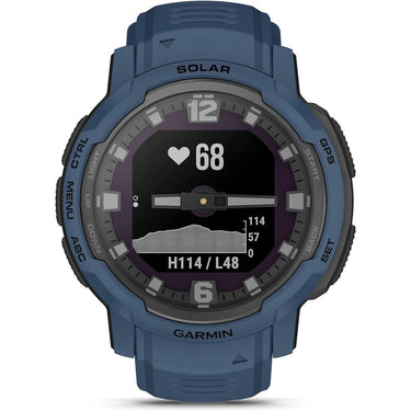 Garmin Instinct Crossover Solar Rugged Smartwatch, Tidal Blue w/ Accessories Bundle