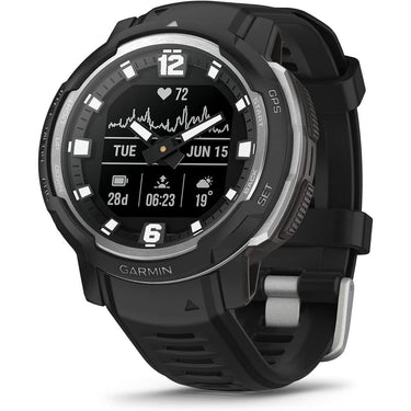 Garmin Instinct Crossover Hybrid Analog/Digital Smartwatch, Black w/ Fitness Bundle