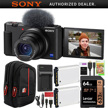 Sony ZV-1 Compact Digital Vlogging 4K Video Camera Content Creators 2 Battery Bundle
