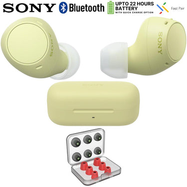 Sony WF-C510 Truly Wireless Earbuds, Yellow Bundle with Deco 6 Pairs of Earbud Tips
