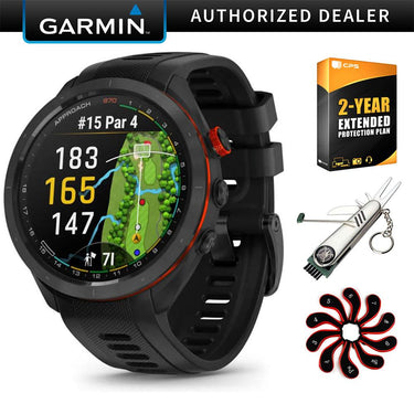 Garmin Approach S70 47 mm Premium GPS Golf Watch, Black Band with 2 YR Warranty Bundle