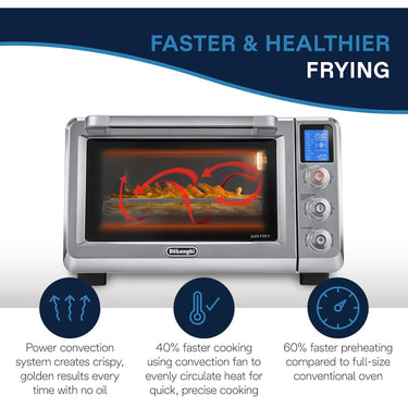 Delonghi Livenza Large Air Fryer Toaster Oven, 10-in-1, 24L, 1800W, Stainless Steel