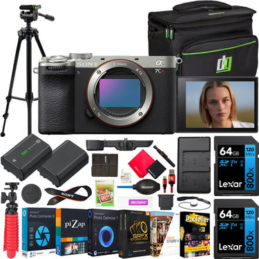 Sony a7CR Full Frame Mirrorless Camera Body Silver Renewed + Bag & Accessories Bundle