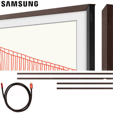 Samsung 50" The Frame Customizable Bezel, Modern Brown w/ HDMI Cable Bundle