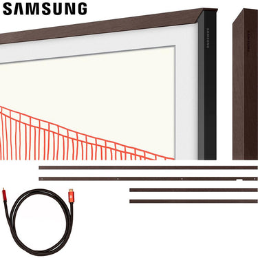 Samsung 55" The Frame Customizable Bezel, Modern Brown w/ HDMI Cable Bundle