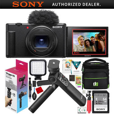 Sony ZV-1 II Vlog 4K Camera + Vlogger Tripod Kit Black Bundle Refurbished