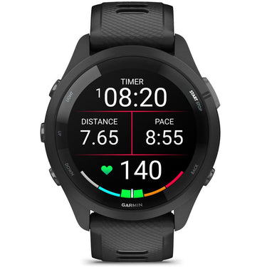 Garmin Forerunner 265 GPS Smartwatch, Black/Powder Gray w/ Garmin HRM 200 (M-XL) Bundle