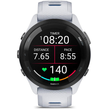 Garmin Forerunner 265 GPS Smartwatch, Whitestone/Tidal Blue w/ HRM 200 (M-XL) Bundle