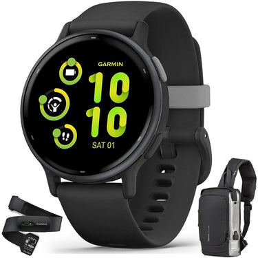 Garmin Vivoactive 5 Fitness Smartwatch Black + Backpack & Heart Rate Strap XS-S