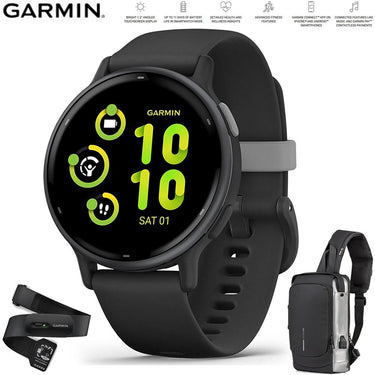Garmin Vivoactive 5 Fitness Smartwatch Black + Backpack & Heart Rate Strap XS-S
