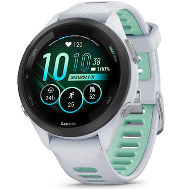 Garmin Forerunner 265S GPS Smartwatch Whitestone/Neo + Bottle & Heart Strap XS-S