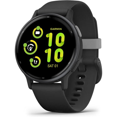 Garmin Vivoactive 5 Fitness Smartwatch, Black w/ HRM 200 (M-XL) + Water Bottle Bundle